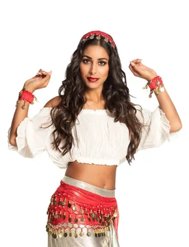Gipsy-Accessoire-Set für Damen Kostümzubehör 3-teilig rot-gold - female - BOLAND BV - FashionsVida