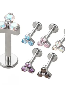 ASTM F-136 Titanium Triangle Inset Zircon Ear Bone Nails Lip Nails Inner Teeth Earrings Body Piercing Jewelry - Aliexpress - FashionsVida