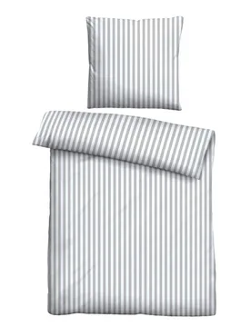Jersey Bettwäsche Längsstreifen grau, 1x 135x200 cm + 1x 80x80 cm - Castell - FashionsVida