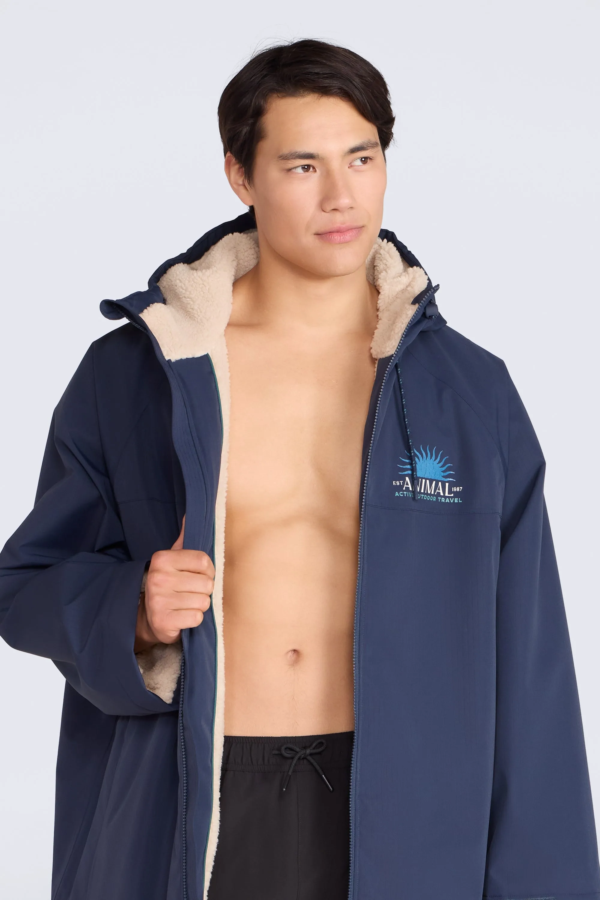 Hazey Mens Waterproof Beach Parka - Navy - Animal - FashionsVida