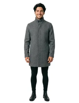 Manteau Keith Dark Grey Melange / Detail Herringbone L