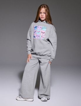 Pantaloni wide leg Stitch - grigio chiaro