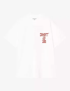 T-shirt bianca mezza manica Blocks loose-fit in jersey di cotone con scritta fronte e retro in contrasto - Carhartt - FashionsVida
