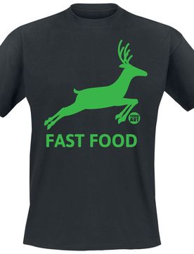 T-Shirt - Fast Food Deer - M bis 3XL - für Männer - Größe 3XL - schwarz - Männer - male