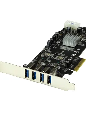 Carte D´extension Pcie 4 Ports Usb 3.0 Sata Molex Uasp Pci-e Black / Silver One Size unisex
