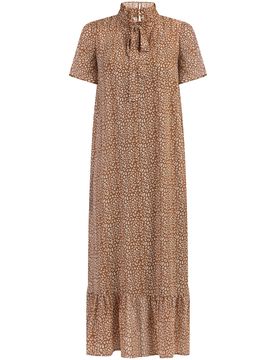 Faina Vestido camelo / blanco