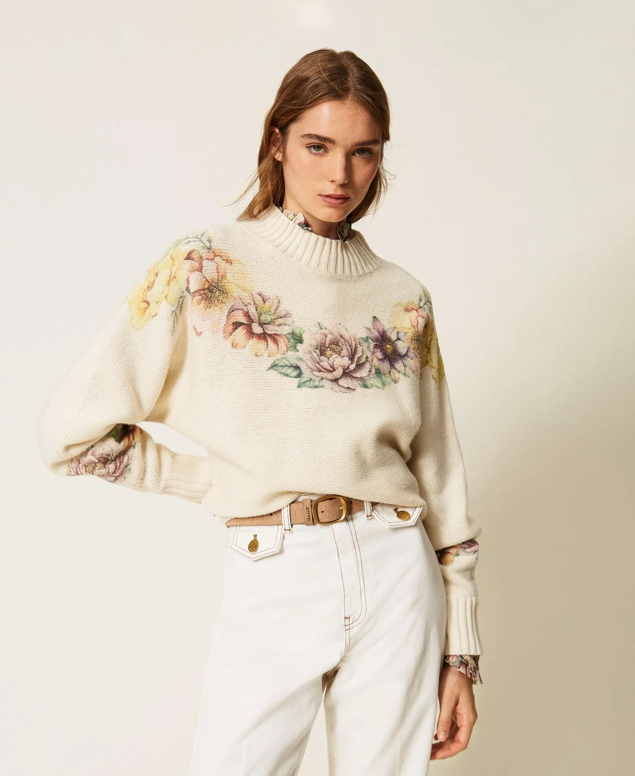 Pull en laine mélangée avec imprimé - TWINSET - FashionsVida