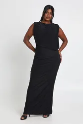 Womens Plus Drape Front Ruched Maxi Dress - Purple - Size 18 Uk