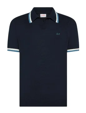 Polo uomo - polo sweater stripes details s/s - blu - Sun68 - FashionsVida