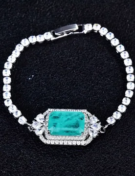 Live streaming popular imitation natural cotton Paraiba bracelet micro inlaid with zircon princess buckle bracelet - Aliexpress - FashionsVida