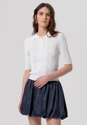 Polo con trafori donna crema