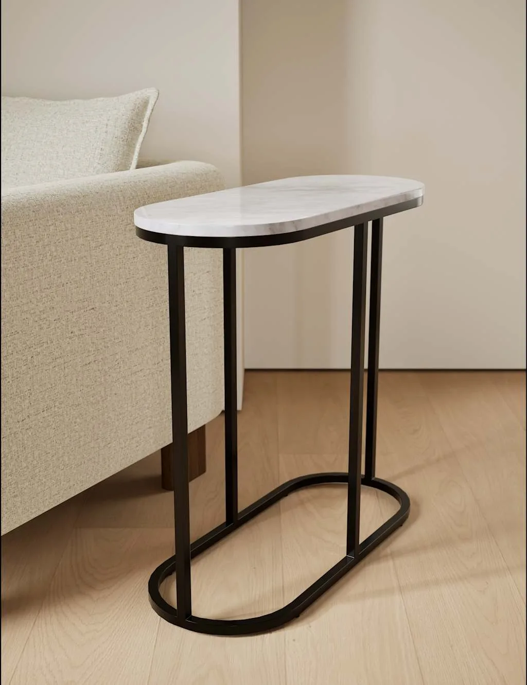 Farley Oval Sofa Side Table Black - Gallery Direct - FashionsVida