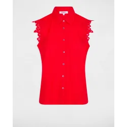 Camisa de mujer sin mangas con detalles bordados