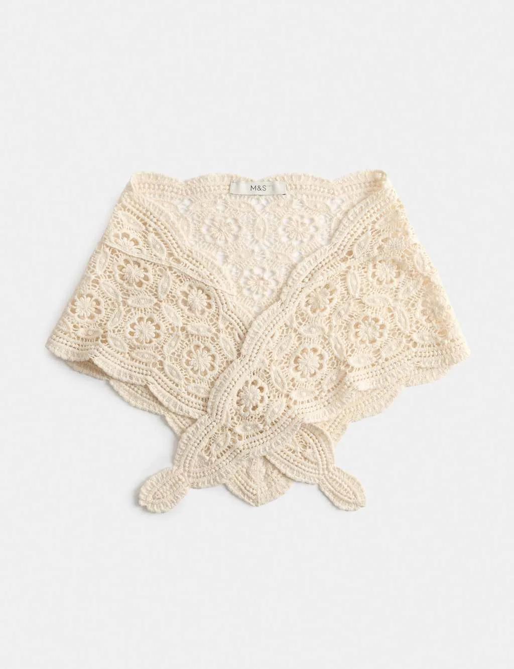 Pure Cotton Lace Triangle Scarf Ivory female - M&S - FashionsVida
