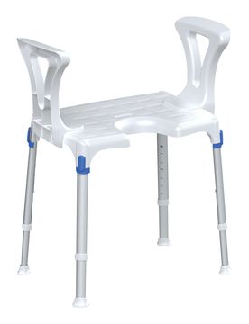 Duschhocker "laguna" mit Hygieneausschnitt & Armlehne weiss