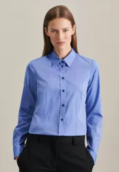 Hemdbluse mit Abnähern regular fit Blau 34