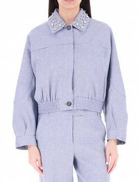 Giacca con colletto AZZURRO POLVERE 42