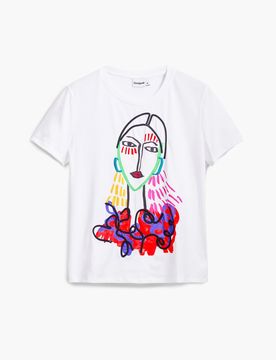 Camiseta estampado Arty, Algodon, Blanco, XS
