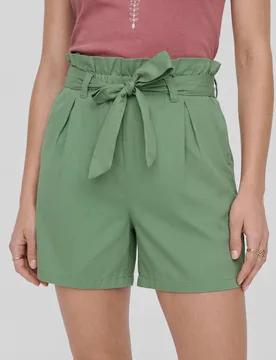 Women's Cotton Stretch Comfort Fit Paperbag Shorts in Green Size: 18 - Green - Size: 18 - Enorsia - FashionsVida