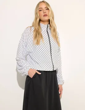 Women's Tall Polka Dot Funnel Neck Jacket in White Size: 8 - White - Size: 8 - Long tall sally - FashionsVida