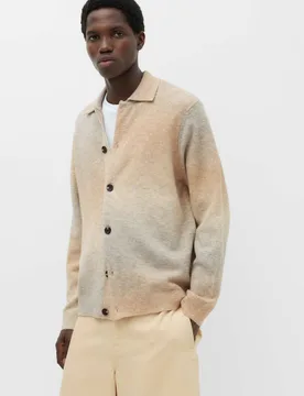 Lofty Ombre Button Through Cardigan Neutral male - M&S - FashionsVida