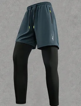Pantalones largos 2 en 1 para hombre, mallas de compresión elásticas para trail running, senderismo y deportes de entrenamiento al aire libre - Shein - FashionsVida