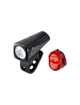 Set di luci per bici a batteria Buster 150 con luce posteriore Nugget II Flash nero - Sigma - FashionsVida