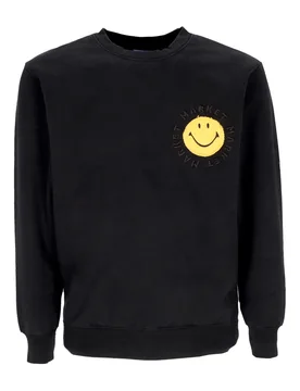 Felpa Girocollo Uomo Smiley Vintage Wash Crewneck X Smiley Washed Black - MARKET - FashionsVida