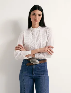 Sfera - Camisa plumeti puntilla - Sfera - FashionsVida
