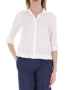 LINKS Camicia in lino AVORIO 46