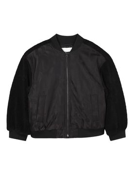 Front Zip Jacket with Tonal Logo and Ribbed Cuffs