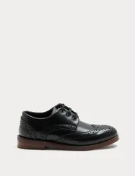 Kids' Leather Lace Up Brogues (8 Small - 7 Large) Black male