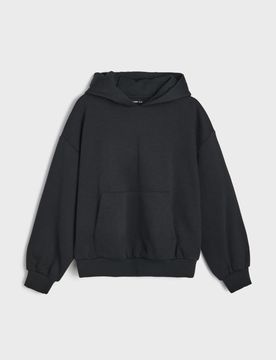 Felpa con cappuccio in cotone - nero
