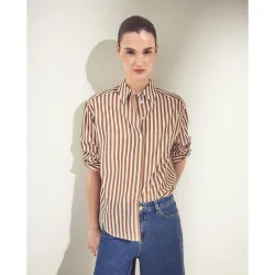 Blusa de mujer con manga larga y estampado de rayas