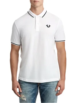 Mens Casual Polo T Shirt Short Sleeve Cotton Tee Classic Golf - White - Size 2xl - True religion - FashionsVida