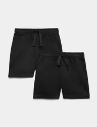 Pack Unisex Pure Cotton School Shorts (2-16 Yrs) Black male