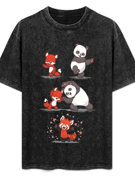Panda and Red Fox Fusion T-Shirt Holiday Vacation Tee Shirt - Aliexpress - FashionsVida