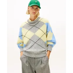 Jersey de mujer con rombos de lana de alpaca