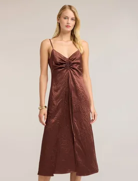 Vestido en raso de acetato con drapeado cierre con cremallera en el lateral - Motivi - FashionsVida