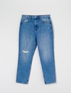 Jeans high waist mom fit - blu