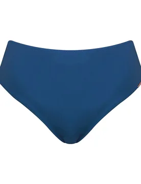 Braga de bikini de altura media con lazos a los lados y estampado liso en color azul - Dolores Cortés - FashionsVida
