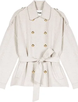 Abrigo de paño de mujer midi de lana doble faz - Maje - FashionsVida