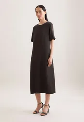 Shirtkleid in A- Linie aus Leinen Mix Braun 40