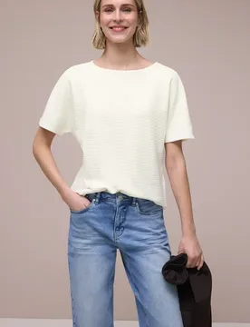 Dropped Shoulder Shirt mit Struktur female Weiß