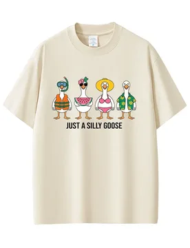 Just A Silly Goose Funny Meme Graphic T Shirt Men Women Casual Cotton Vintage T-shirt Humor Oversized T-shirts Streetwear Unisex - Aliexpress - FashionsVida