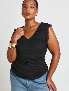 Womens Plus Print V Neck Top - Black - Size 28 Uk - Boohoo - FashionsVida