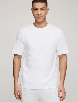 Herren Basic Regular Fit Rundhals T-Shirt White Größe Large - boohooMAN - FashionsVida