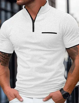 Summer Polo Shirt Zip Pocket Casual Men's T-shirt Top - Aliexpress - FashionsVida