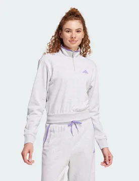 Giacca da allenamento Essentials Color Pop French Terry Crop Quarter-Zip XL Light Grey Heather - Adidas - FashionsVida