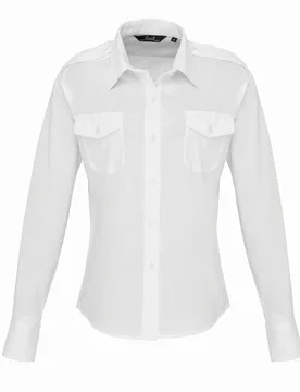 Womens/ladies Long-Sleeved Pilot Shirt (White) - Size 16 Uk - Premier - FashionsVida